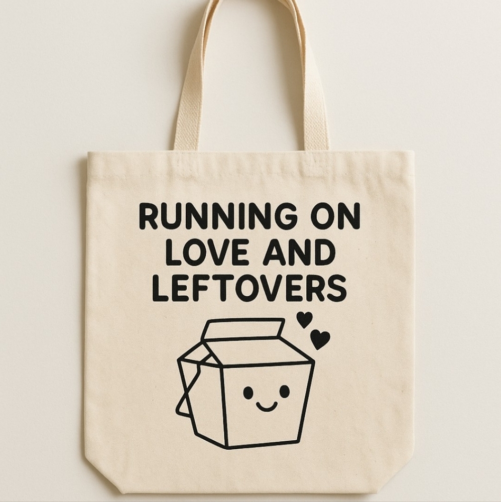 Running On Love And Leftovers Custom Canvas Tote Bag